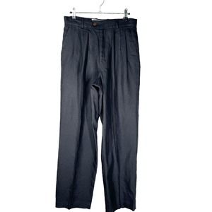 CAFE Womens Linen Pleated Trouser Career High Waisted Professional Pants Size 29